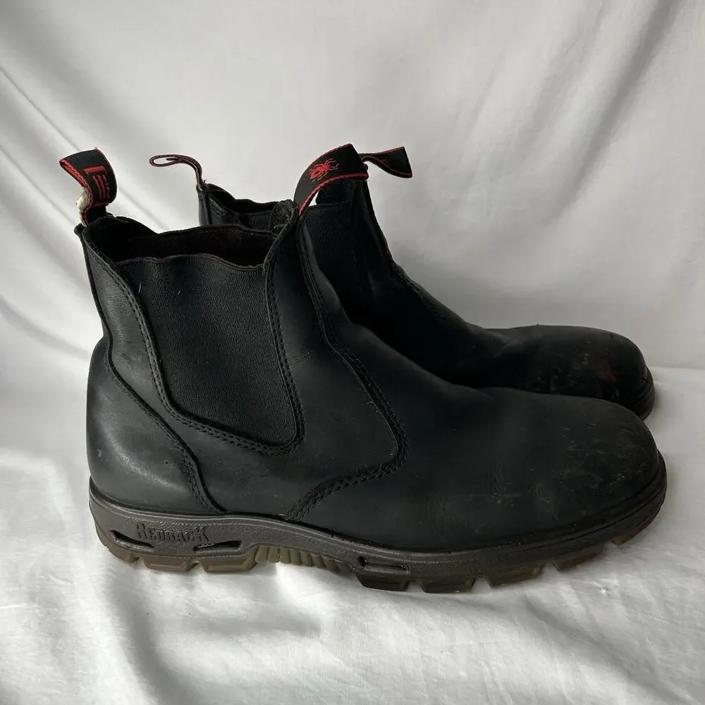Redback Boots Soft Toe UK Size 11.5 (US 12.5) Black Pull On Distress *Blemishes